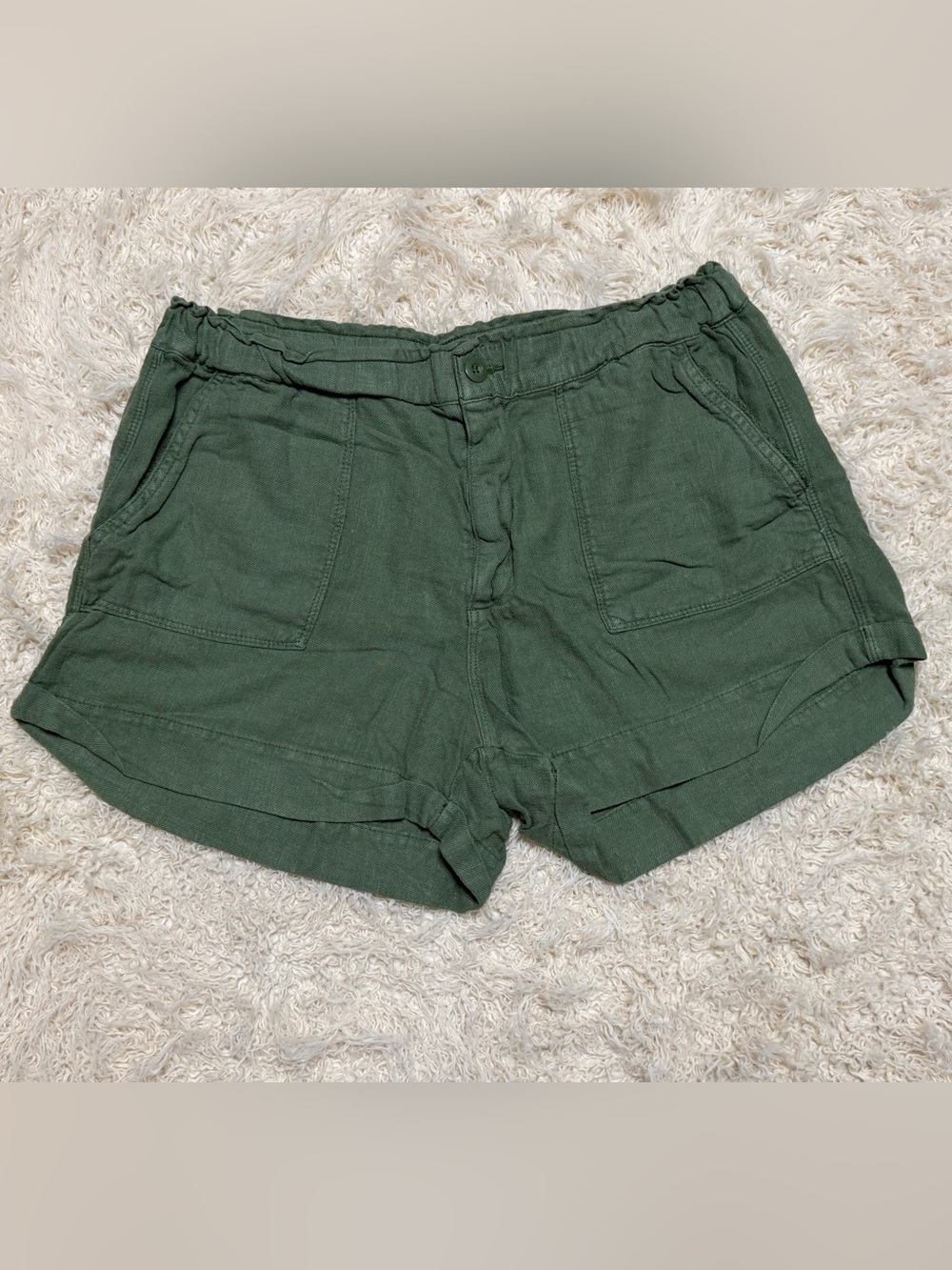 Blank NYC women’s large Olive Green High-Waist Linen-Blend Shorts